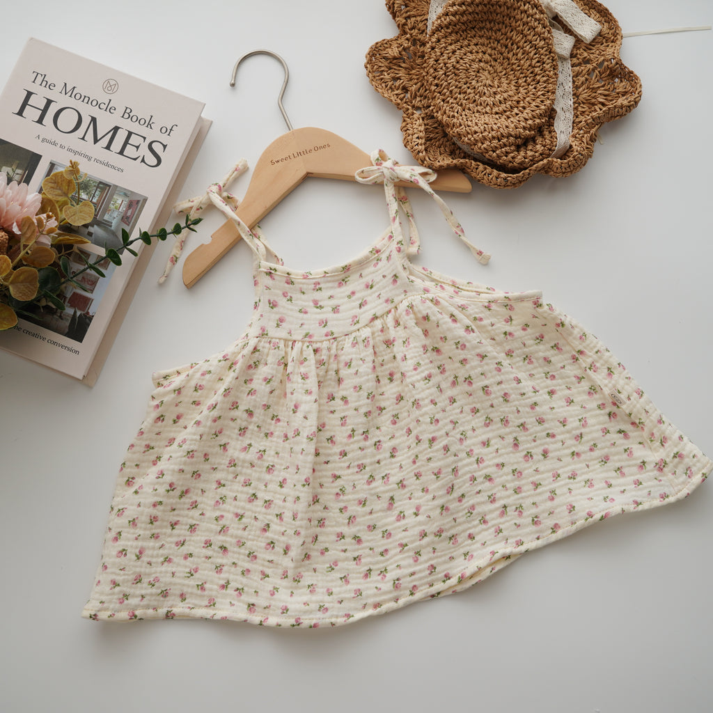 Cotton Rose Self Tie Dress