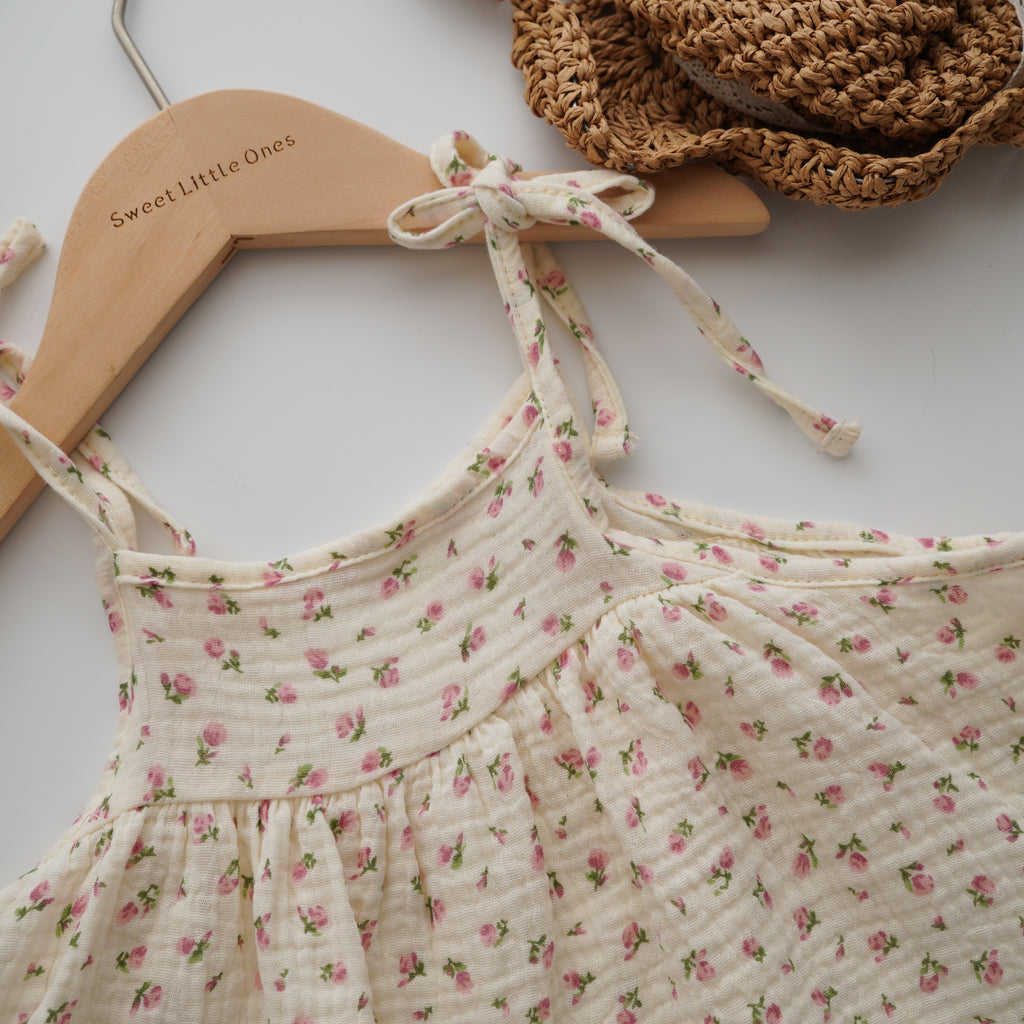 Cotton Rose Self Tie Dress