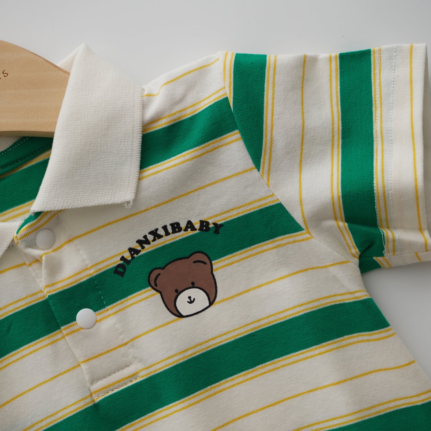 Line Bear Romper in Green