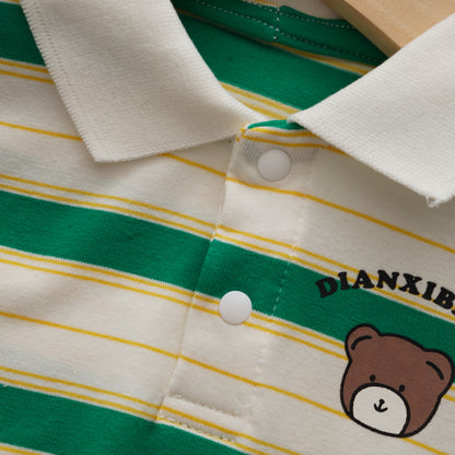 Line Bear Romper in Green