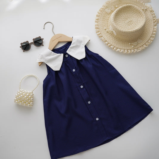 Collar Line Button Dress