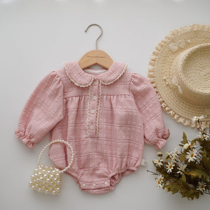 Basic Plain Buttoned Romper (Size 66)