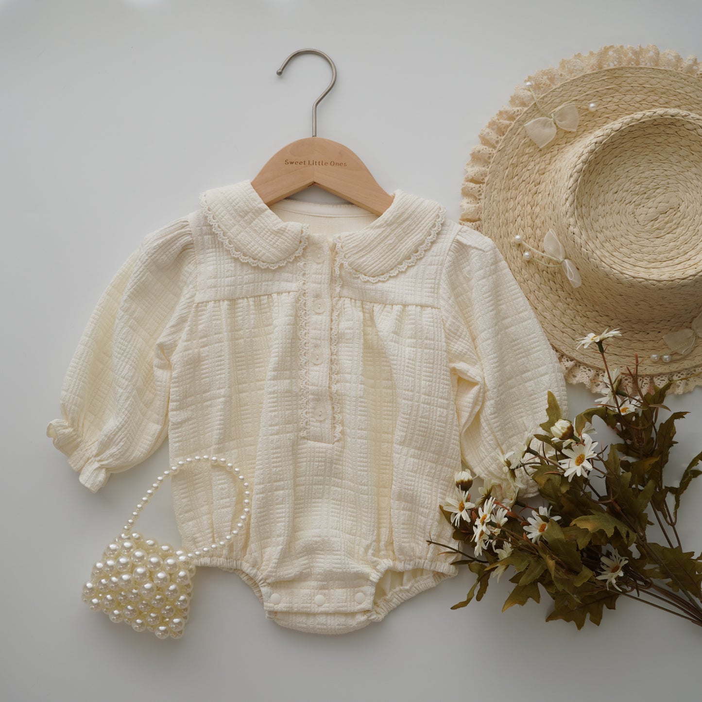 Basic Plain Buttoned Romper (Size 66)