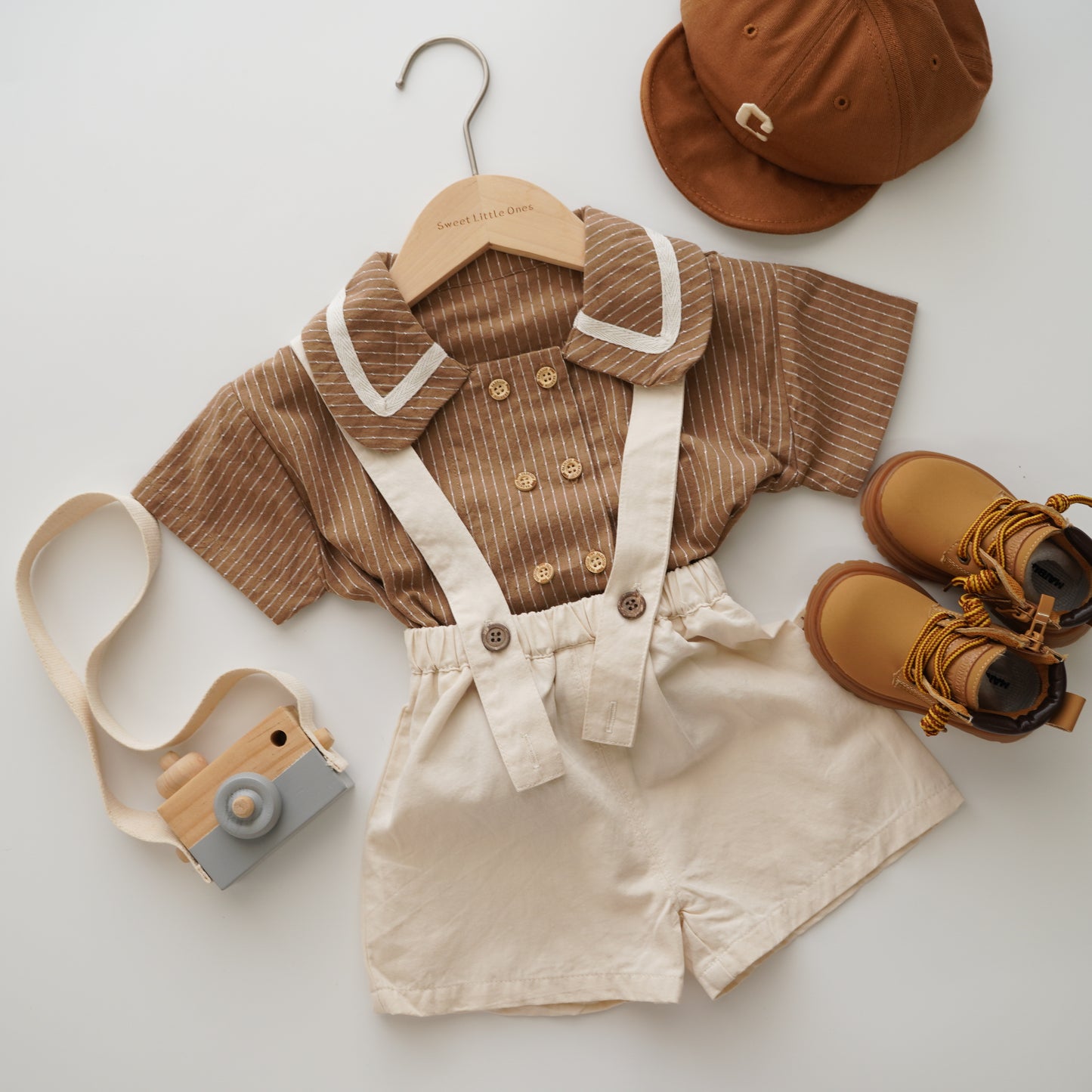 Brown Collar Shirt with Sling Set