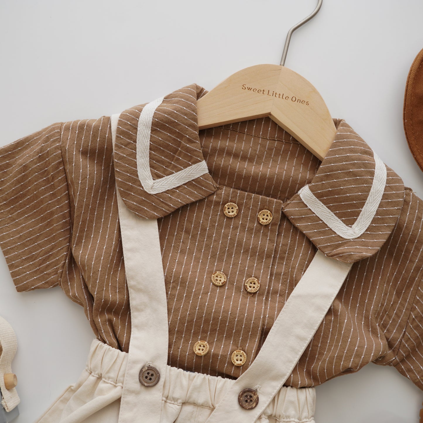 Brown Collar Shirt with Sling Set