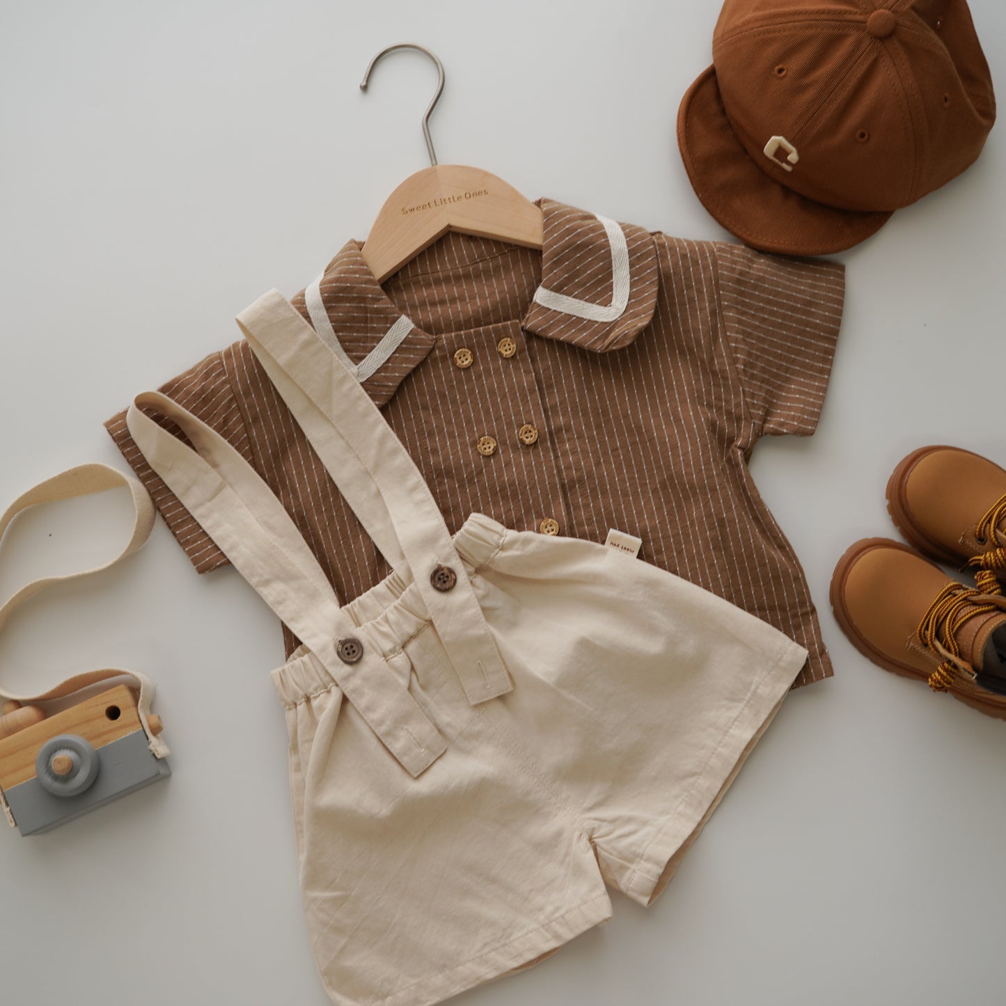 Brown Collar Shirt with Sling Set