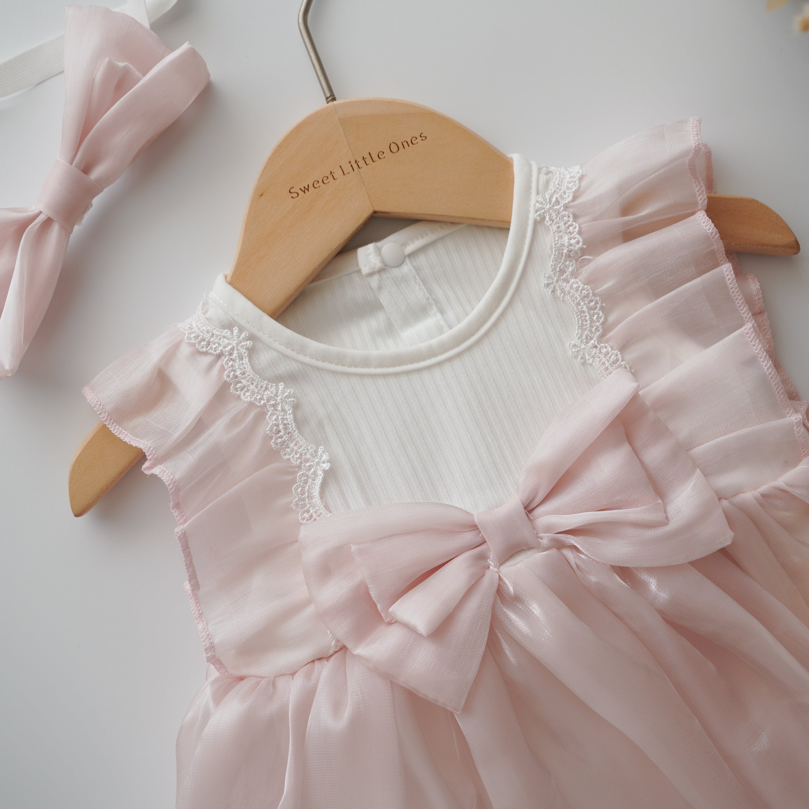 Silky Ribbon Pink Romper with Hairband