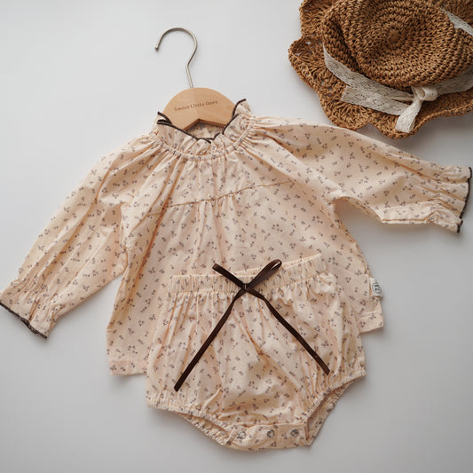 Floral Long Sleeves Girl Two Pieces Set