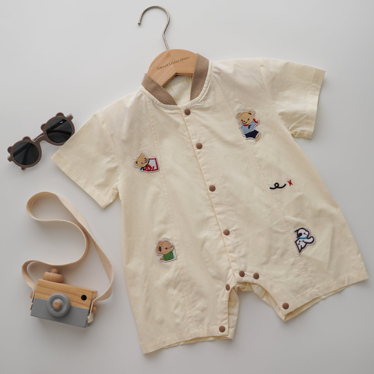 Embroidery Bear Cartoon Overall look