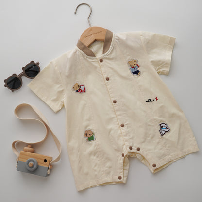 Embroidery Bear Cartoon Overall look