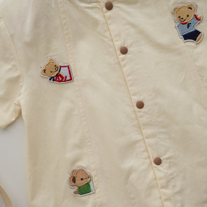 Embroidery Bear Cartoon Overall look