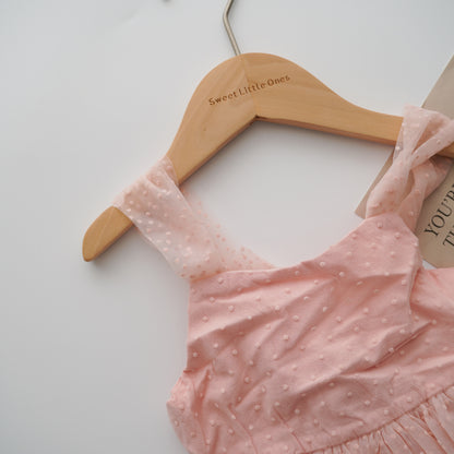 Mesh Self Tie Ribbon Romper (White Size 80&90, Pink Size 73&90)