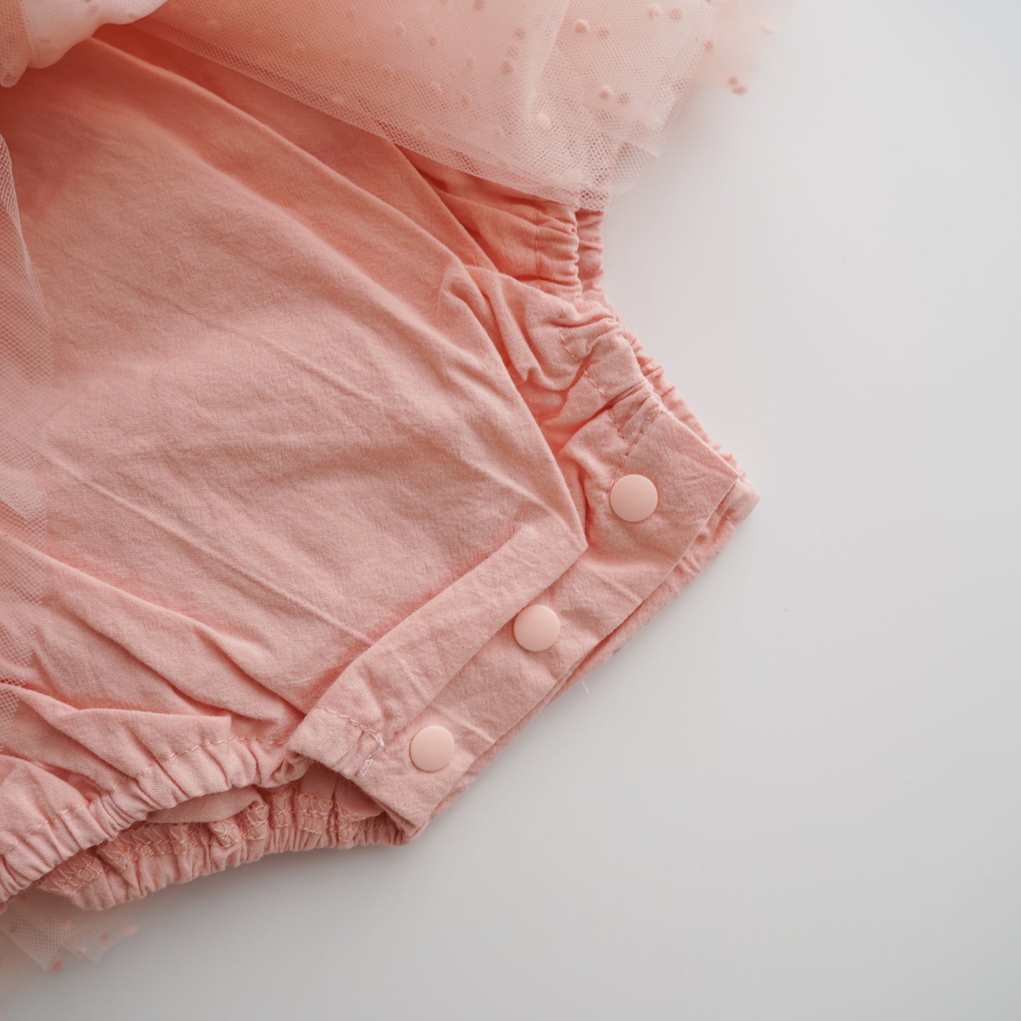 Mesh Self Tie Ribbon Romper (White Size 80&90, Pink Size 73&90)