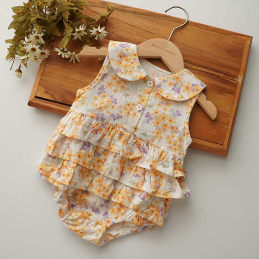 Yellow Buttoned Layer Romper