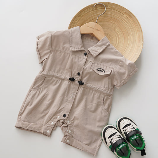 Brown Buttoned Boy Overall
