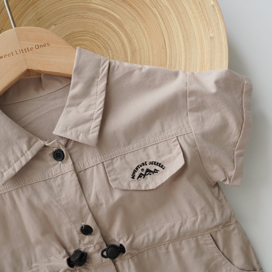 Brown Buttoned Boy Overall