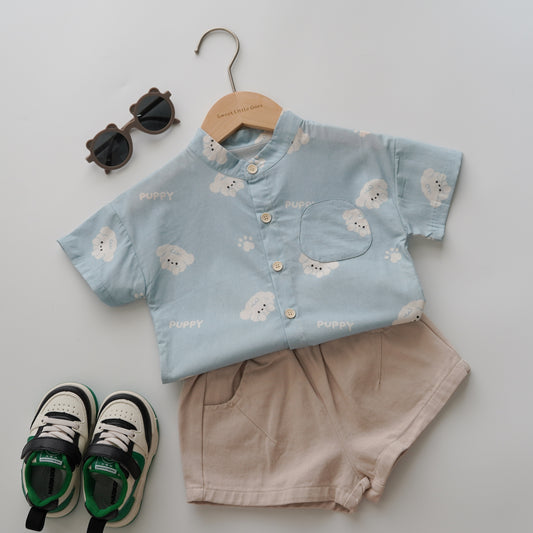 Puppy Baby Blue Boy Shirt