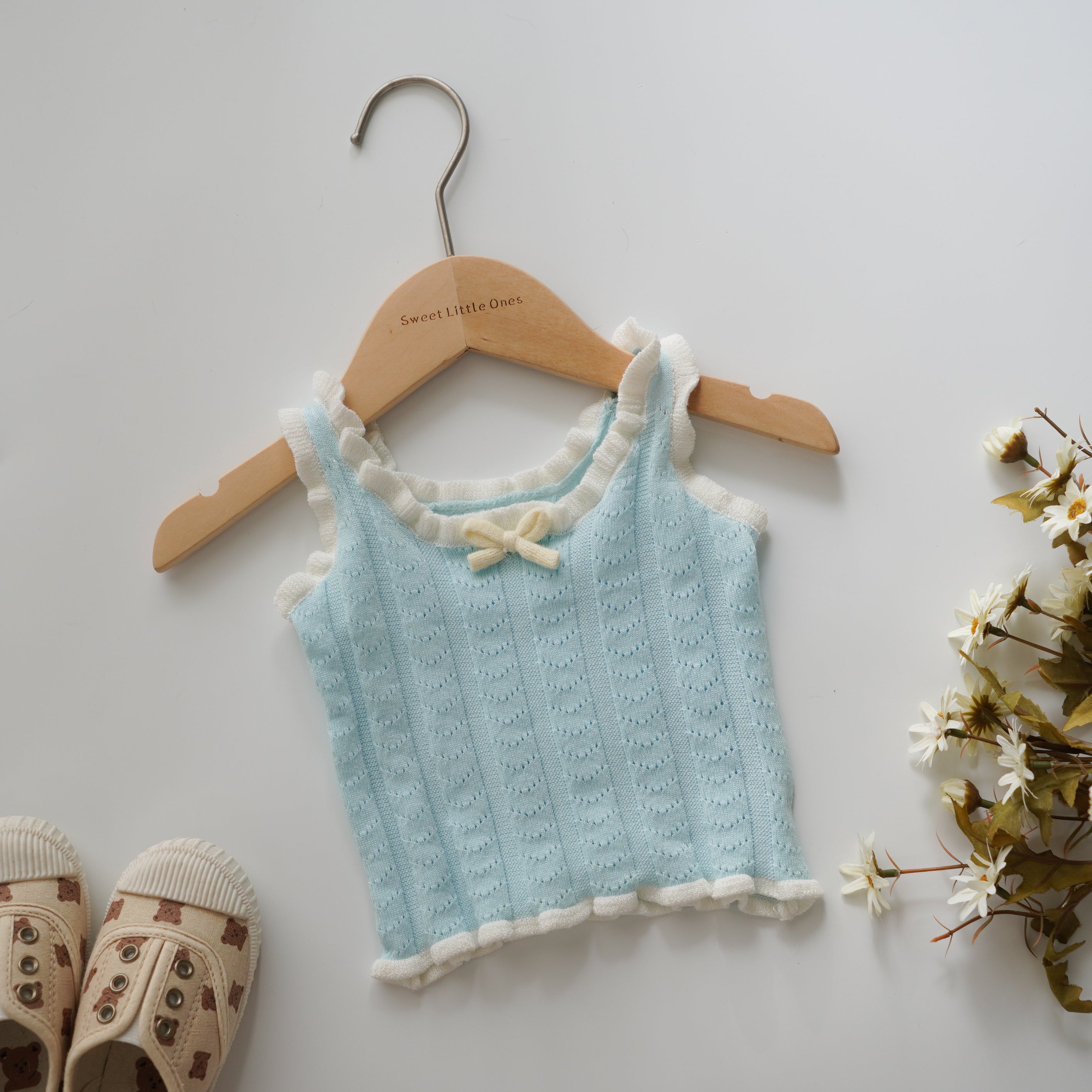 Knitted Sleeveless Top & Layered Skirt-Pants Set