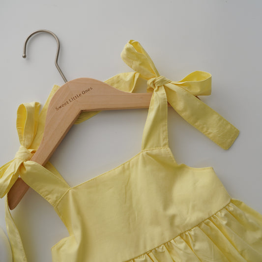 Pastel Yellow Self Tie Dress