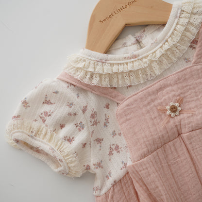 Cotton Floral Attached Sling Romper