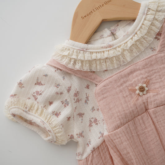Cotton Floral Attached Sling Romper