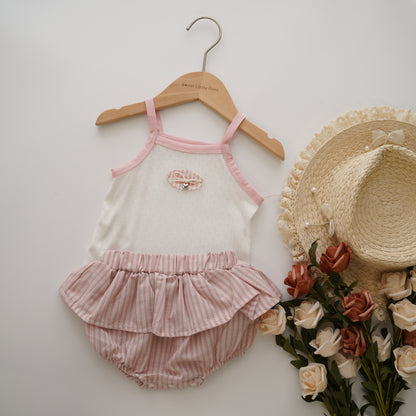 Sweet Cotton Top & Layered Pants Set