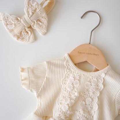Lacey Cotton Romper with Hairband