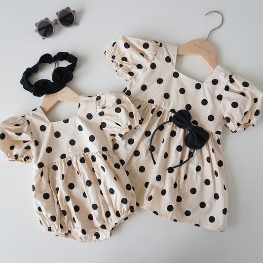 Polka Dot Matching Romper with Hairband