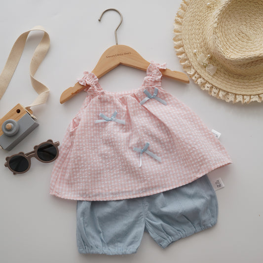 Sweet Girl Ribbon Two Pieces Set