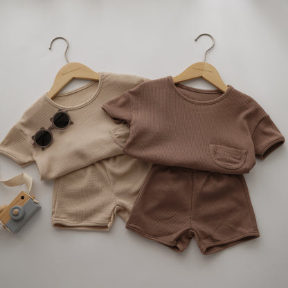 Plain Waffle Pocket Two Pieces Set