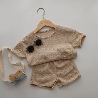 Plain Waffle Pocket Two Pieces Set