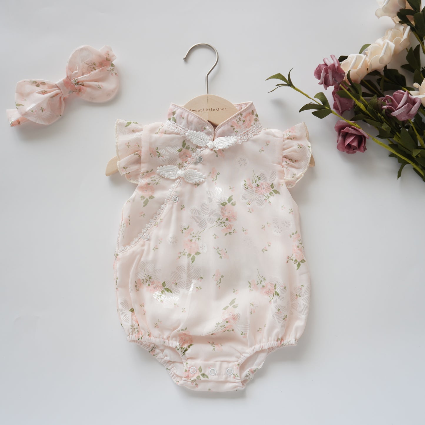 Floral Chinese Romper with Hairband