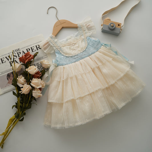Vintage Blue Baby Girl Dress (Size 80)