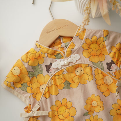 Flower & Cat Sister Matching Cheongsam