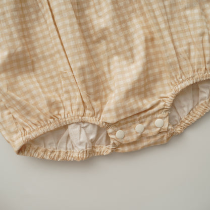 Checkered Ruffled Baby Romper with Hairband
