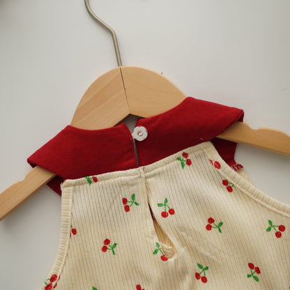 Cherry Ribbon Sleeveless Romper