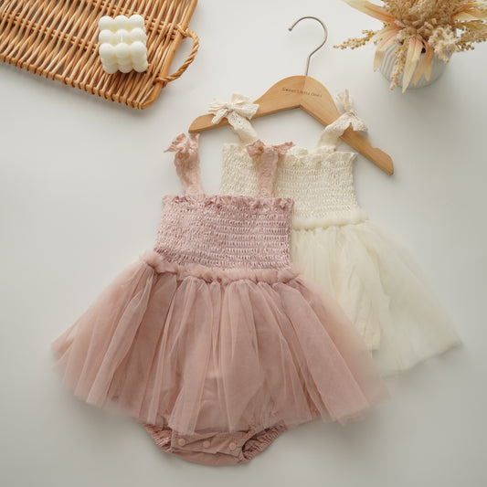 Sweetie Ribbon Mesh Romper