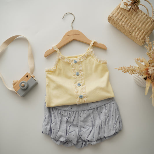 Sleeveless Yellow Top & Pants Set (Size 80)