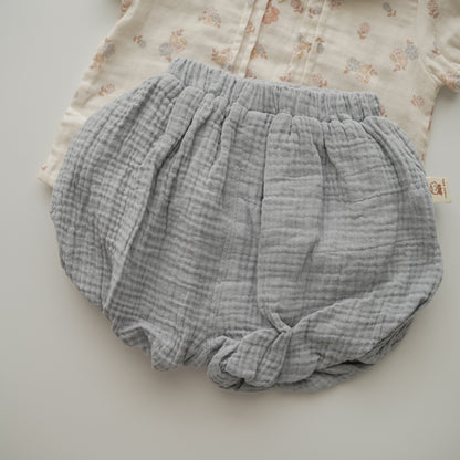Cotton Bear & Floral Blouse & Pants Set