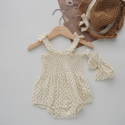 Sleeveless Cotton Romper with Hairband