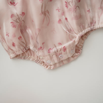 Ruffled Sleeves Silky Pink Cheongsam