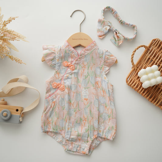 Bunny & Tulip Chinese Cheongsam with Hairband