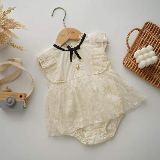 Classic Lace Buttoned Romper