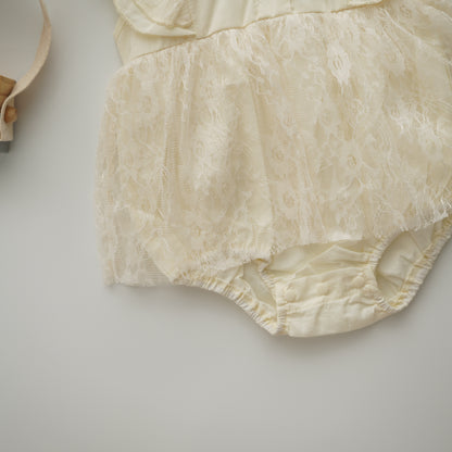 Classic Lace Buttoned Romper