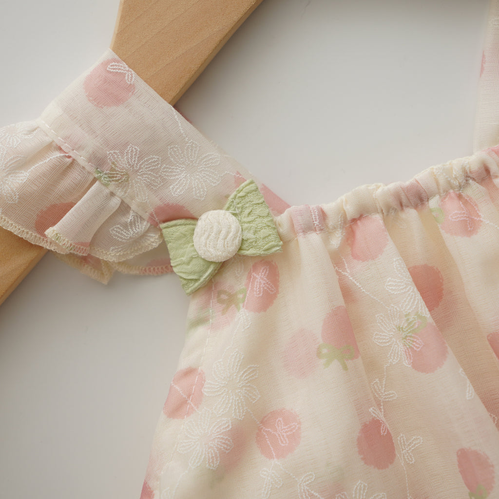 Ribbon & Flower Design Casual Romper (Size 73)