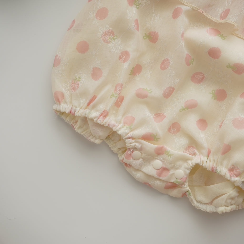 Ribbon & Flower Design Casual Romper (Size 73)