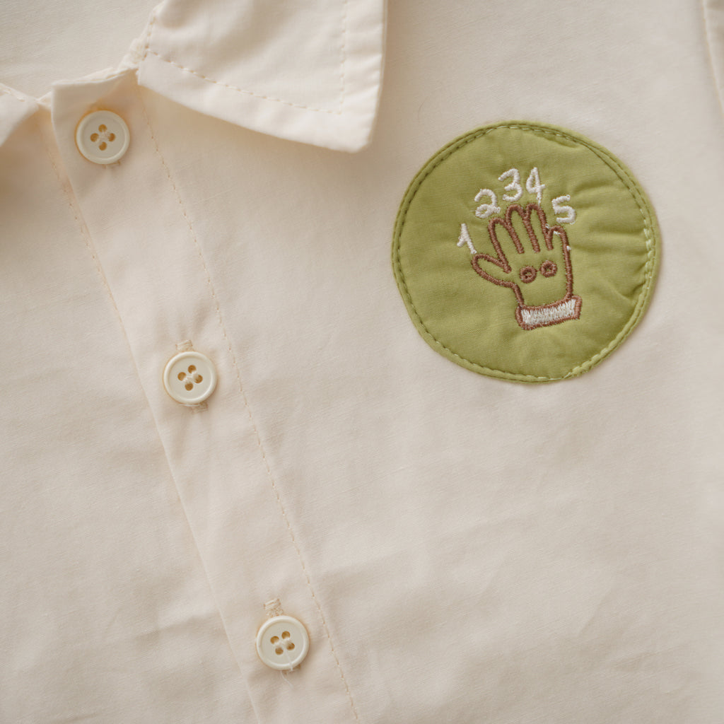 Long Sleeves Beige Line Shirt