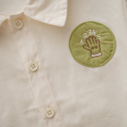 Long Sleeves Beige Line Shirt