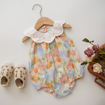 Color Painted Sleeveless Romper