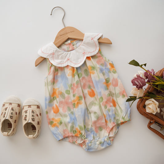Color Painted Sleeveless Romper